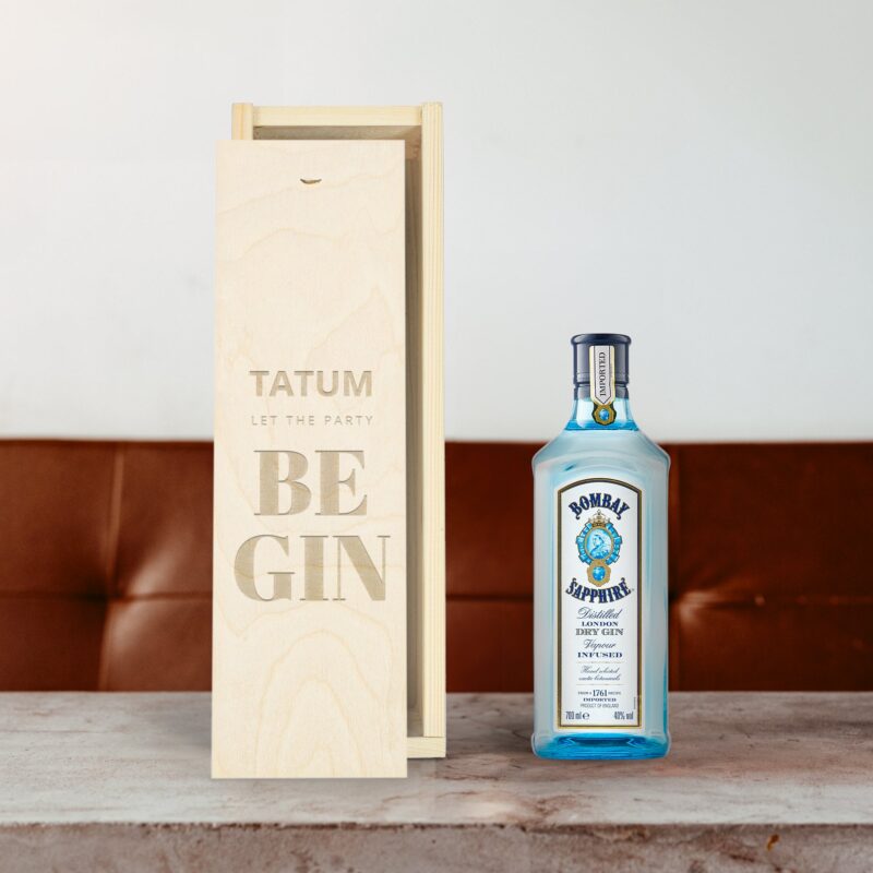 Bild von   gin bombay sapphire kiste mijpg | 🌟 Gravur nach Wunsch 🪄
