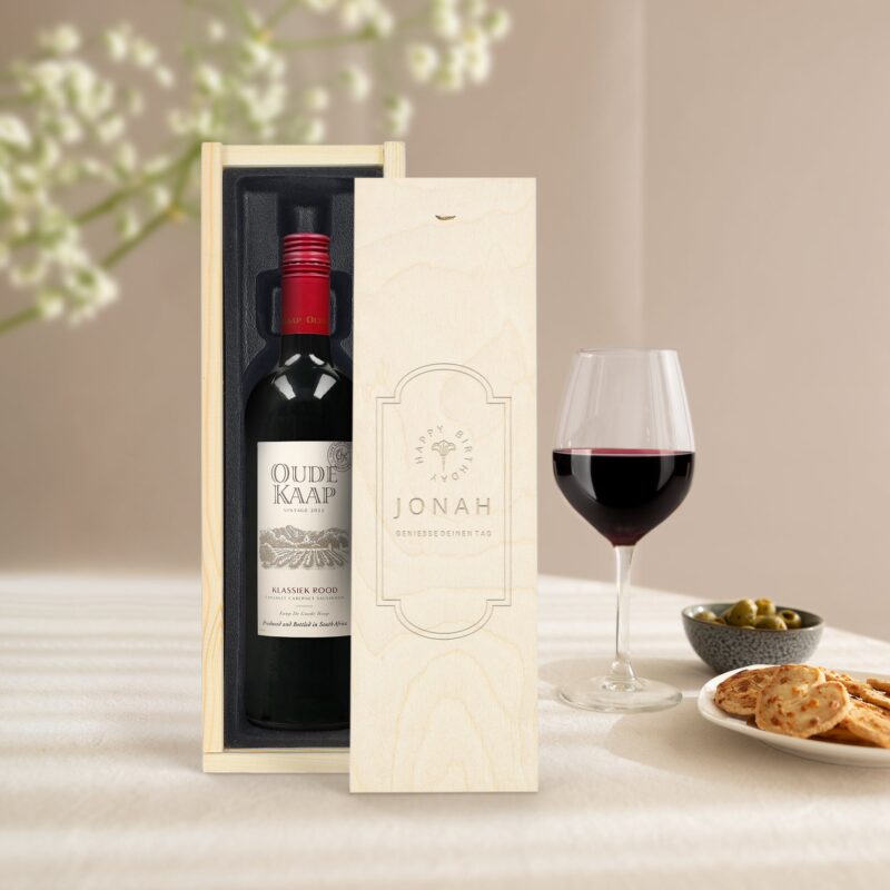 Bild von   rotwein oude kaap kiste mitjpg | 🌟 Gravur nach Wunsch 🪄