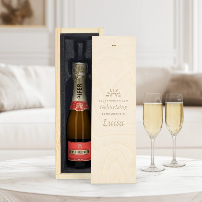 Bild von   champagner in gravierter holzkjpg | 🌟 Gravur nach Wunsch 🪄