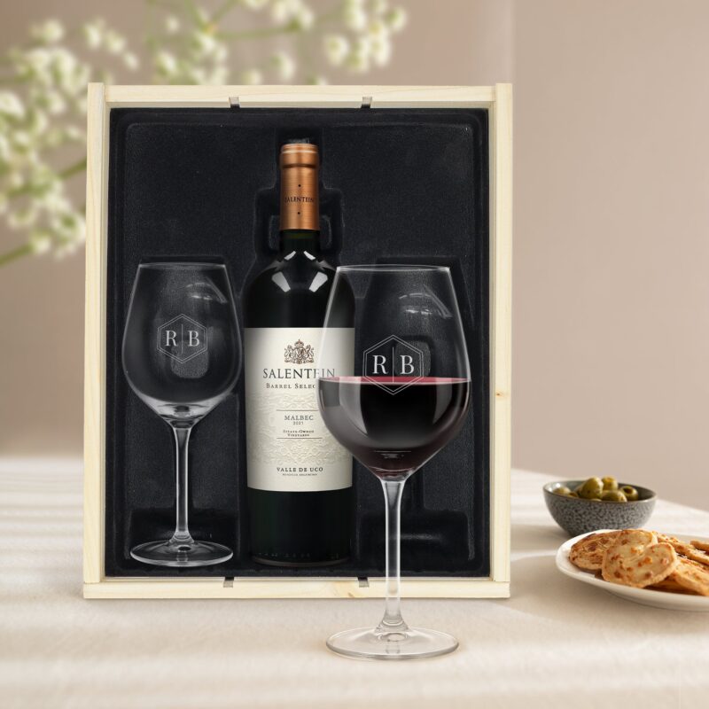Bild von   geschenkset wein mit glaesernjpg | 🌟 Gravur nach Wunsch 🪄