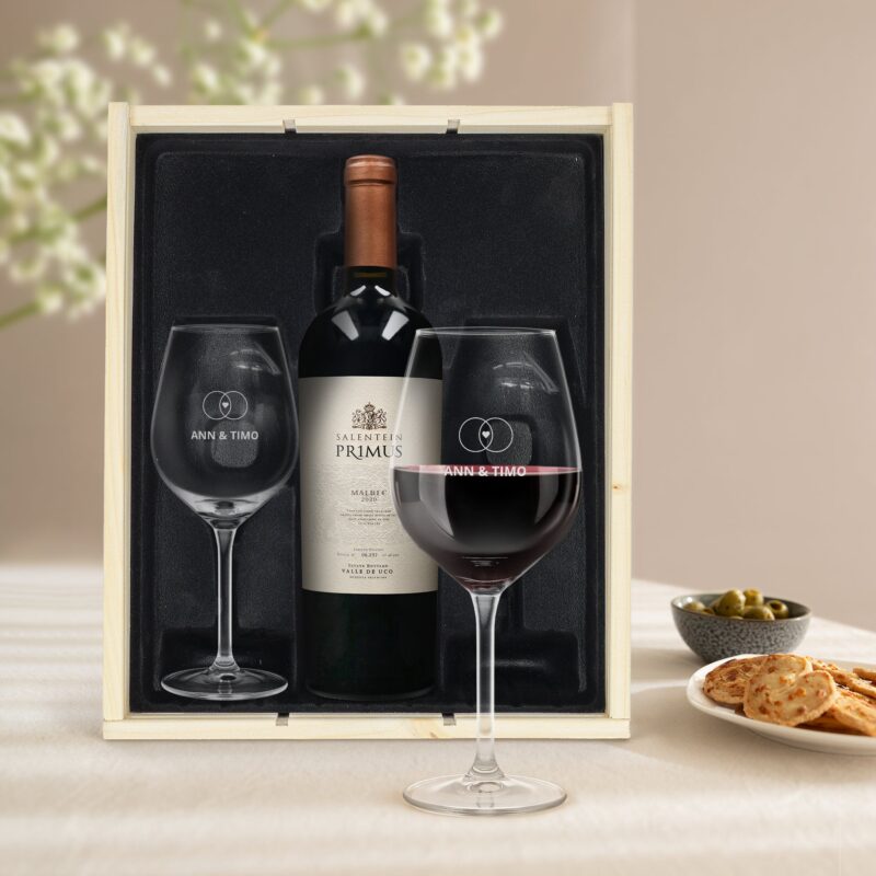 Bild von   geschenkset wein mit glaesernjpg | 🌟 Gravur nach Wunsch 🪄