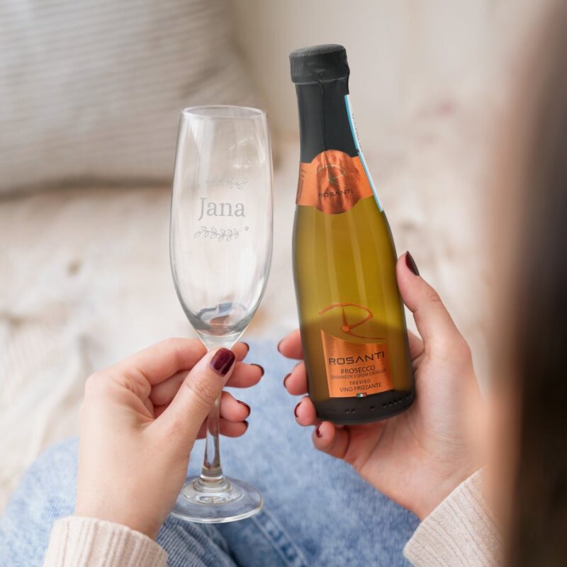 Prosecco Piccolo mit graviertem Glas - Rosanti Vino Frizzante