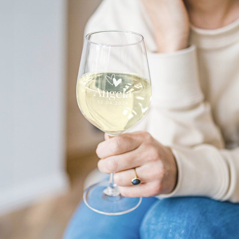 Weißweinglas mit Gravur (6 Stück)