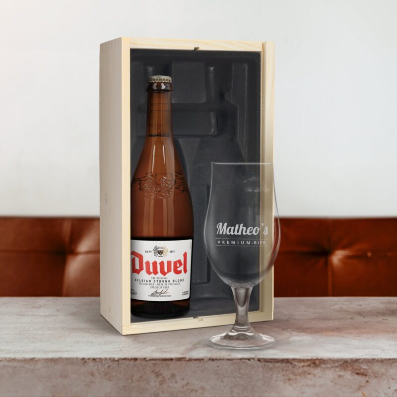 Bild von   bier mit glas duvel moortgatjpg | 🌟 Gravur nach Wunsch 🪄