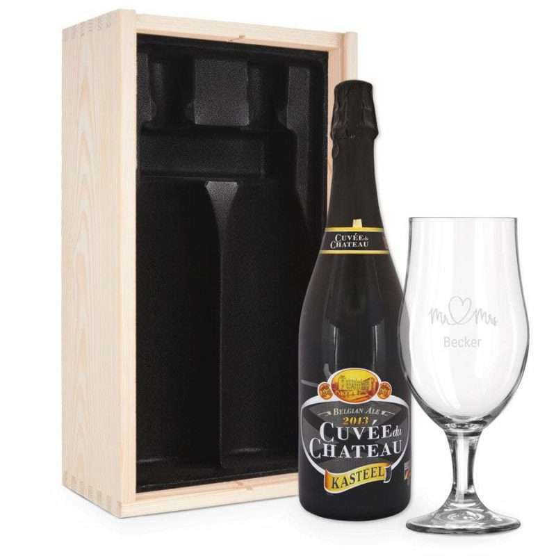 Bild von Bier mit Glas Kasteel Cuvée Chateau | 🔮 Gravur nach Wunsch 🌟