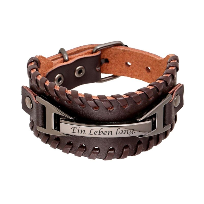 Bild von   lederarmband mit edelstahl grajpg | 🌟 Gravur nach Wunsch 🪄