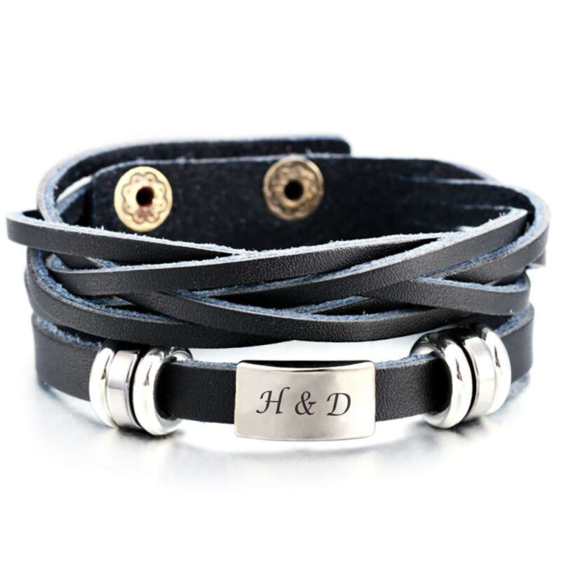 Bild von   leder armband mit metall gravujpg | 🌟 Gravur nach Wunsch 🪄