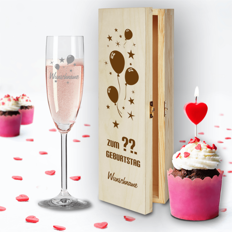 Bild von   geschenkbox und sektglas von lpng | 🌟 Gravur nach Wunsch 🪄