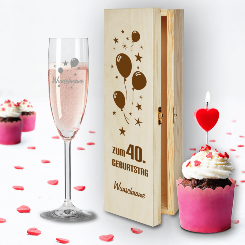 Bild von   geschenkbox und sektglas von lpng | 🌟 Gravur nach Wunsch 🪄