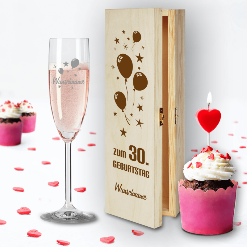 Bild von   geschenkbox und sektglas von lpng | 🌟 Gravur nach Wunsch 🪄