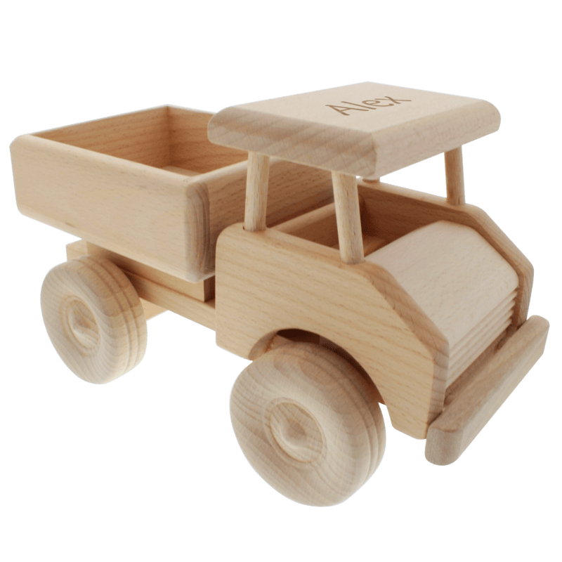 Bild von Lastwagen aus Holz mit Namens Gravur | 🔮 Gravur nach Wunsch 🌟