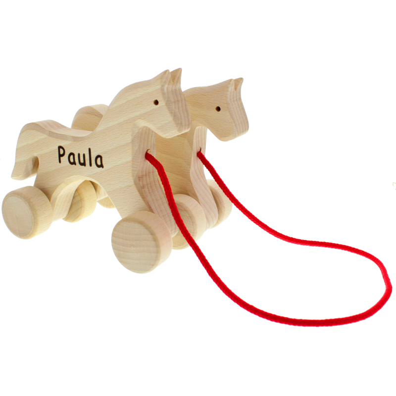 Bild von   nachziehtier holzpferd duo mitpng | 🌟 Gravur nach Wunsch 🪄