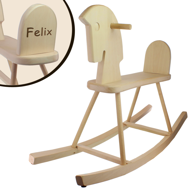 Bild von   schaukelpferd aus holz mit grapng | 🌟 Gravur nach Wunsch 🪄