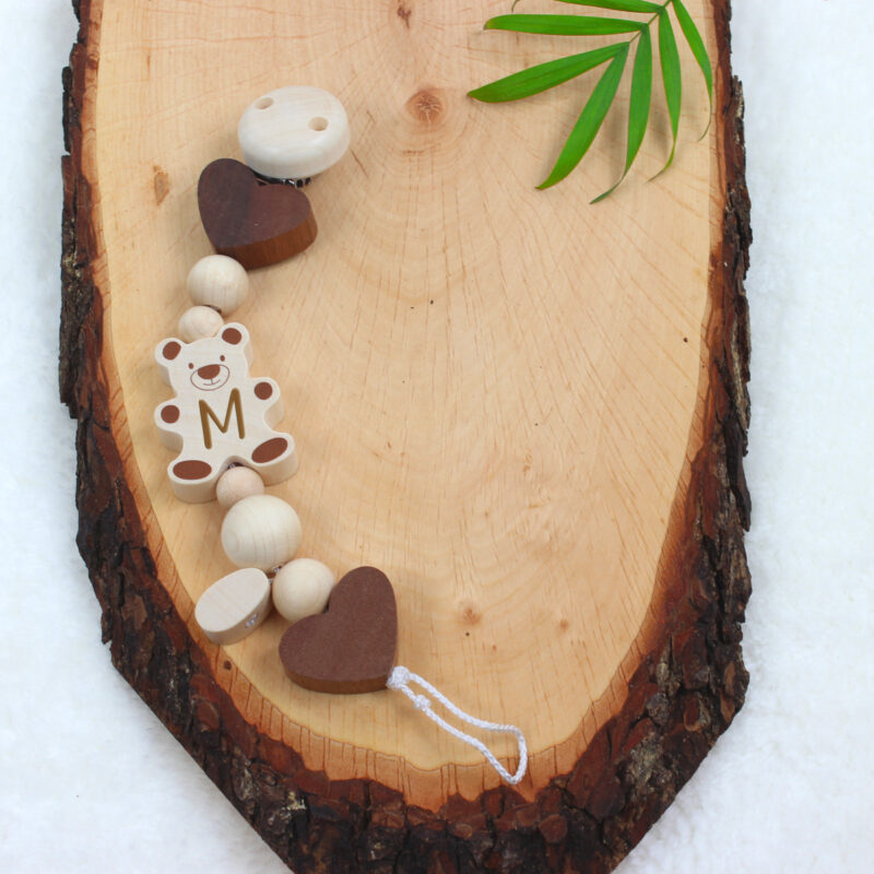 Bild von   holz schnullerkette teddy mitjpg | 🌟 Gravur nach Wunsch 🪄