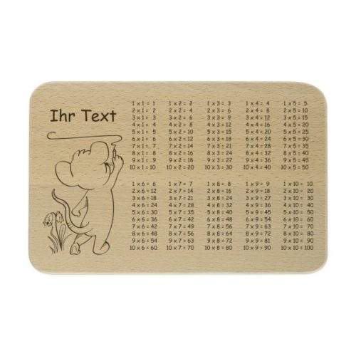 Frühstücksbrettchen 1 x 1 mit individueller Gravur zur Einschulung