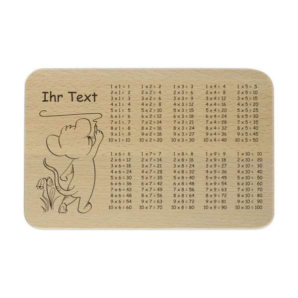 Frühstücksbrettchen 1 x 1 mit individueller Gravur zur Einschulung
