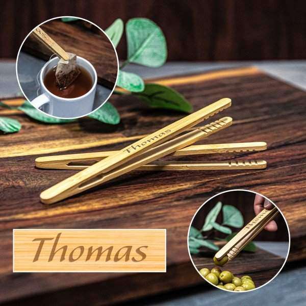 Bild von Mini Küchenzange aus Holz Mit Personalisierung | 🔮 Gravur nach Wunsch 🌟