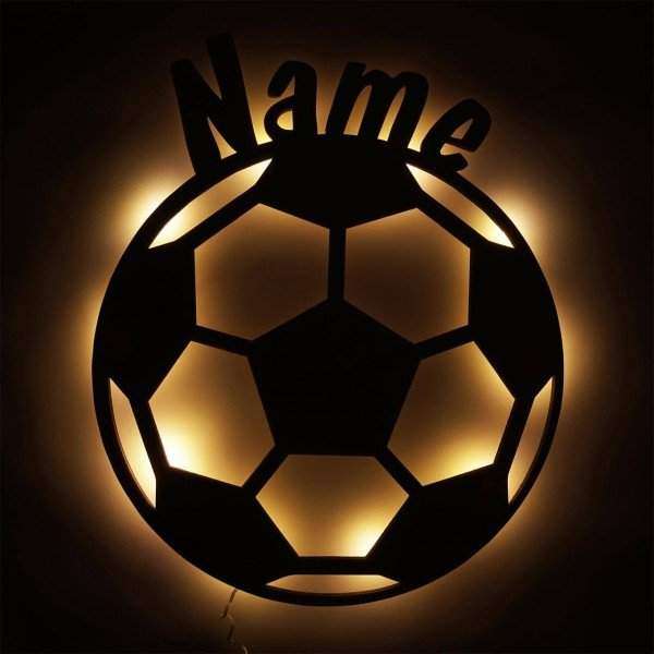 Bild von Holzleuchte Fußball mit Name | 🔮 Gravur nach Wunsch 🌟