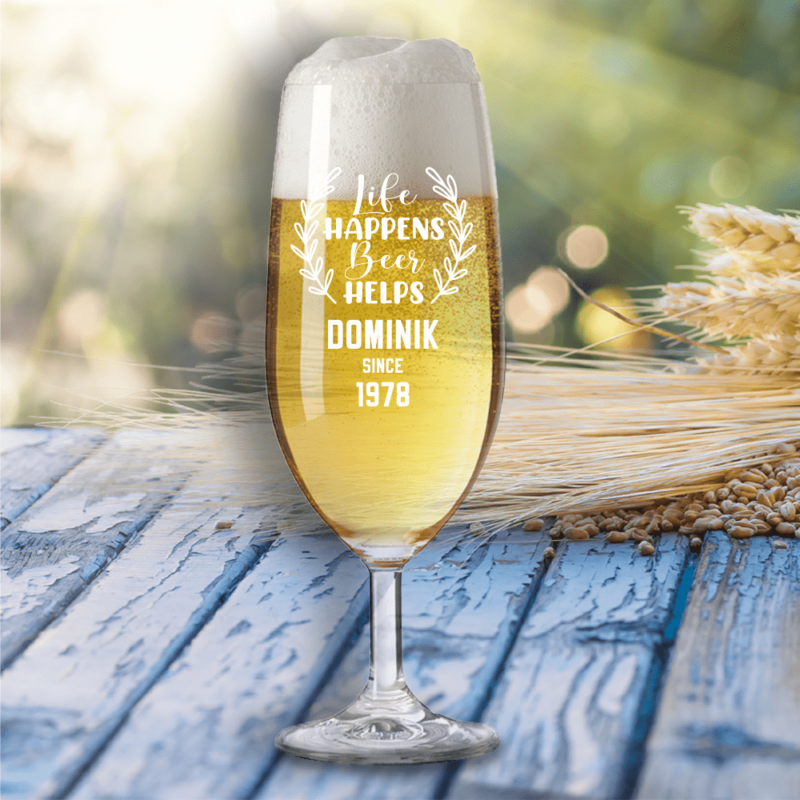 Bild von   bierglas life happens beer helpng | 🌟 Gravur nach Wunsch 🪄