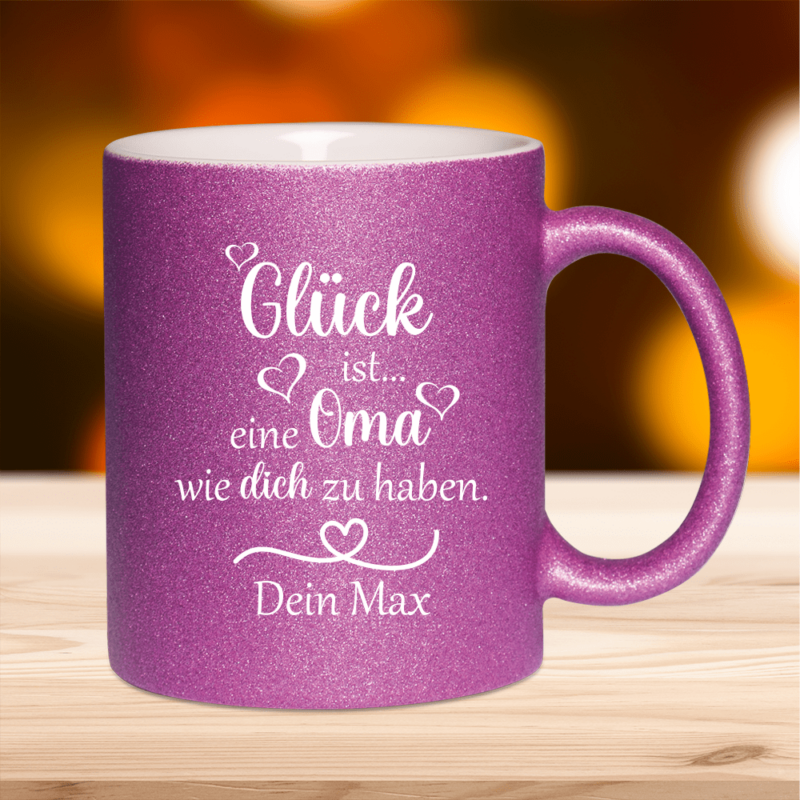 Bild von   glitzertasse glueck ist einpng | 🌟 Gravur nach Wunsch 🪄