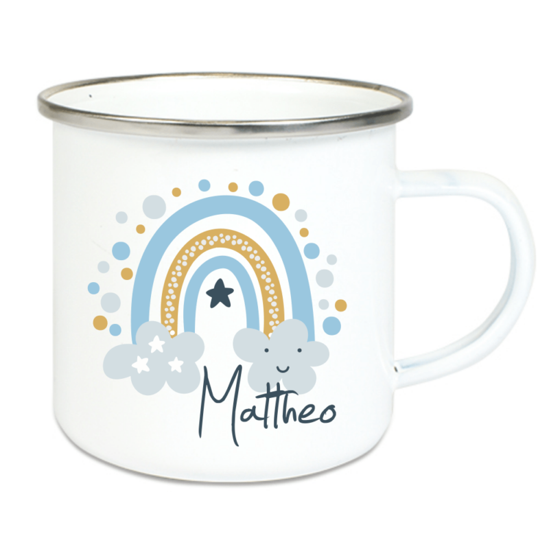 Bild von   emaille tasse regenbogen wolkepng | 🌟 Gravur nach Wunsch 🪄