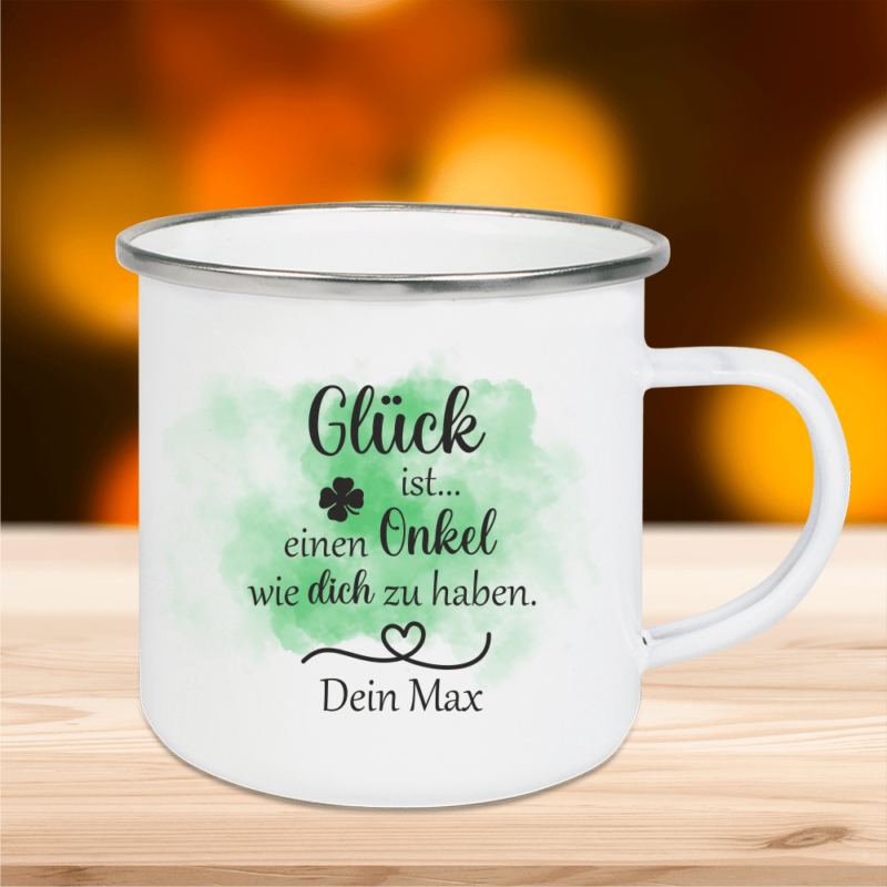 Bild von   emaille tasse glueck ist eipng | 🌟 Gravur nach Wunsch 🪄