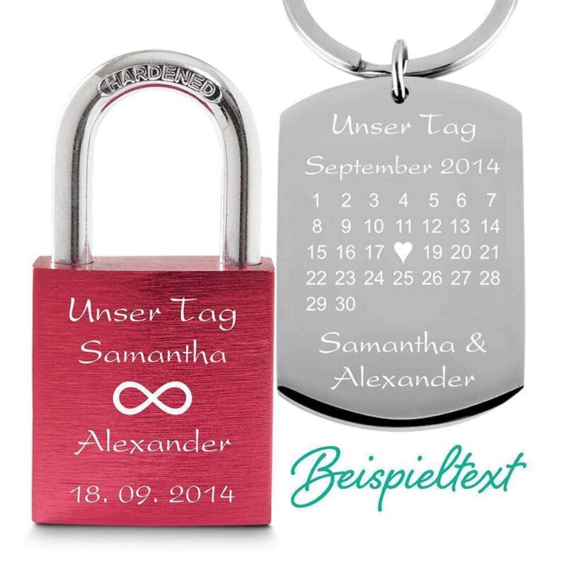 Bild von   partner set liebesschloss rotjpg | 🌟 Gravur nach Wunsch 🪄
