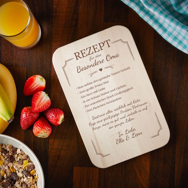 Bild von Frühstücksbrett für Oma Rezept Personalisiert | 🔮 Gravur nach Wunsch 🌟