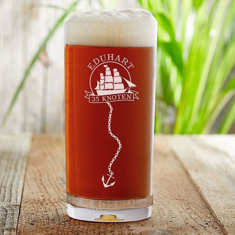 Bild von Craft Bier Glas mit Gravur zum Geburtstag Schiff personalisiert | 🔮 Gravur nach Wunsch 🌟