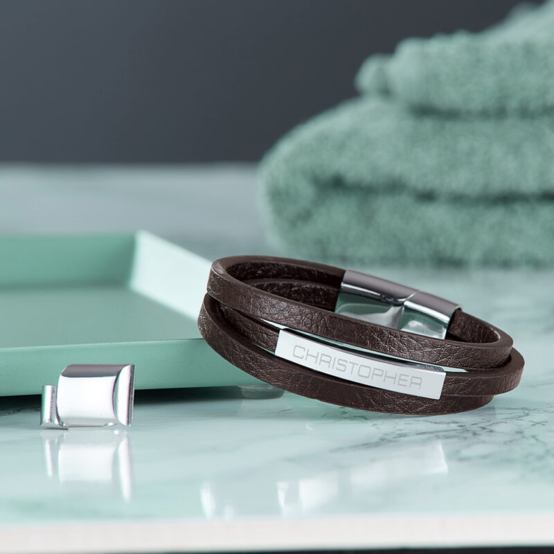 Bild von   herrenarmband mit gravur ledjpg | 🌟 Gravur nach Wunsch 🪄