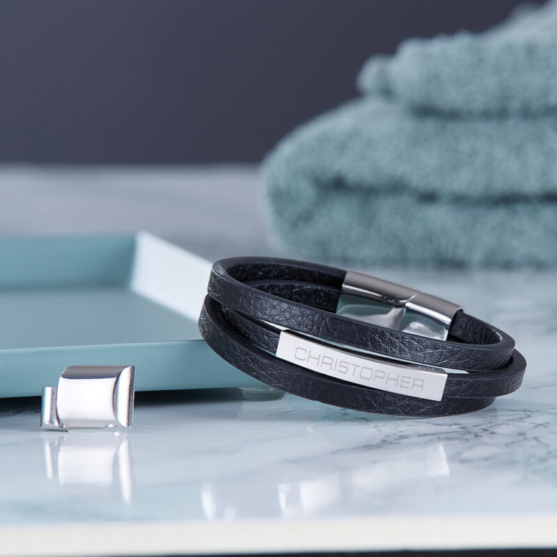 Bild von   herrenarmband mit gravur ledjpg | 🌟 Gravur nach Wunsch 🪄