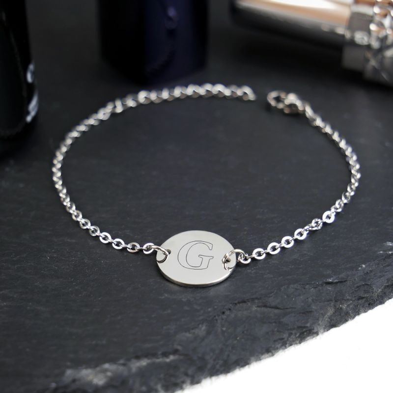 Bild von Armkettchen mit Gravur Initial Silber personalisiert | 🔮 Gravur nach Wunsch 🌟