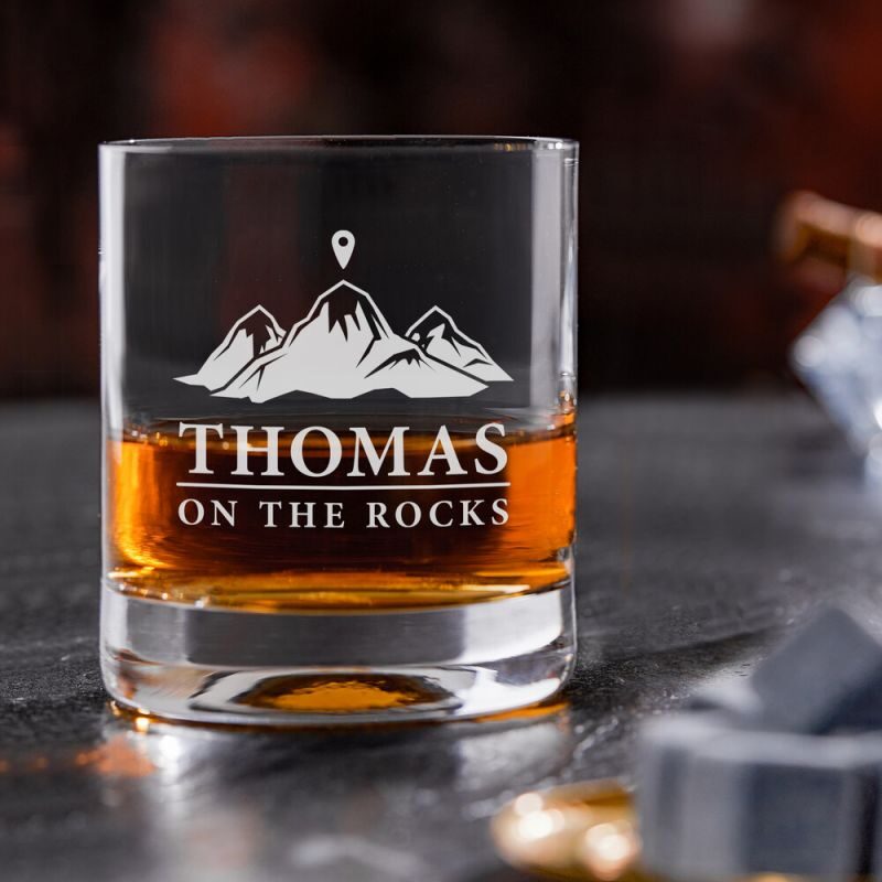 Bild von Whiskyglas mit Gravur On the Rocks Personalisiert | 🔮 Gravur nach Wunsch 🌟