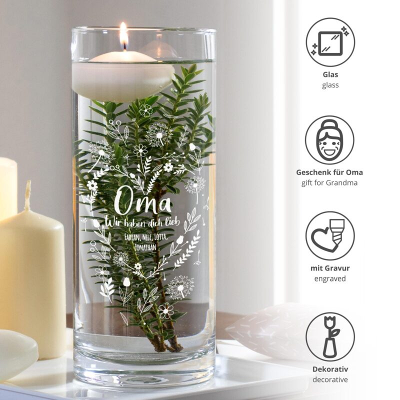 Bild von   runde vase mit gravur fuer omajpg | 🌟 Gravur nach Wunsch 🪄
