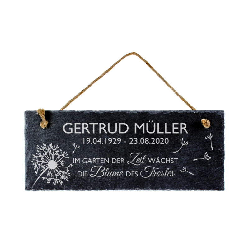 Bild von   schiefertafel trauer blumejpg | 🌟 Gravur nach Wunsch 🪄