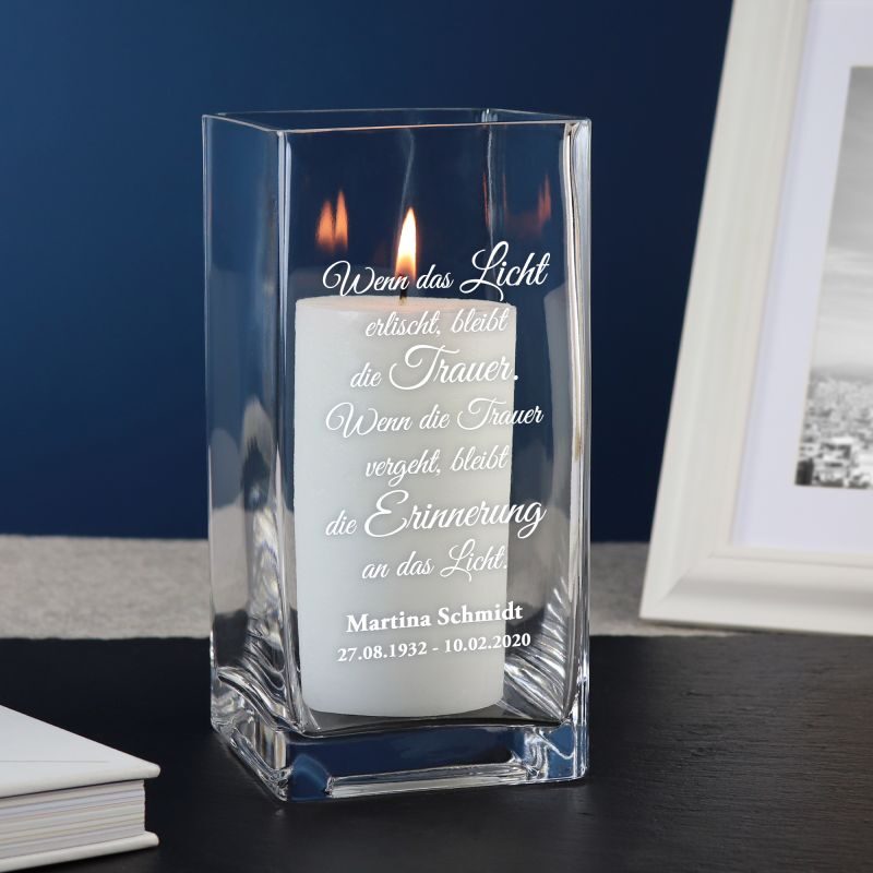 Bild von Vase mit Gravur Trauer Personalisiert | 🔮 Gravur nach Wunsch 🌟