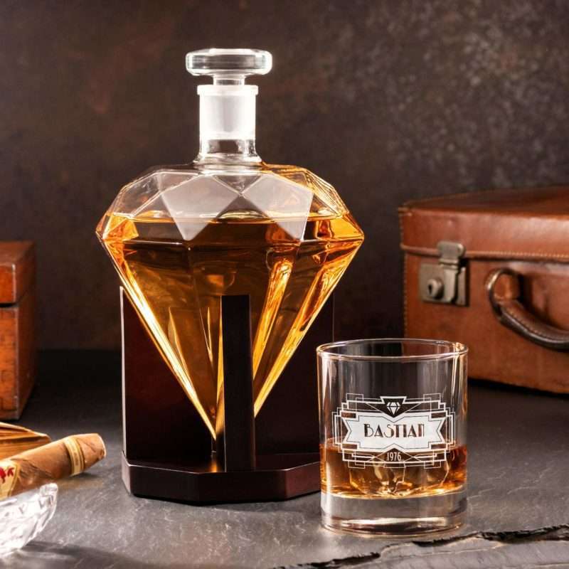 Bild von Whisky Set Karaffe Diamant und Whiskyglas mit Gravur | 🔮 Gravur nach Wunsch 🌟