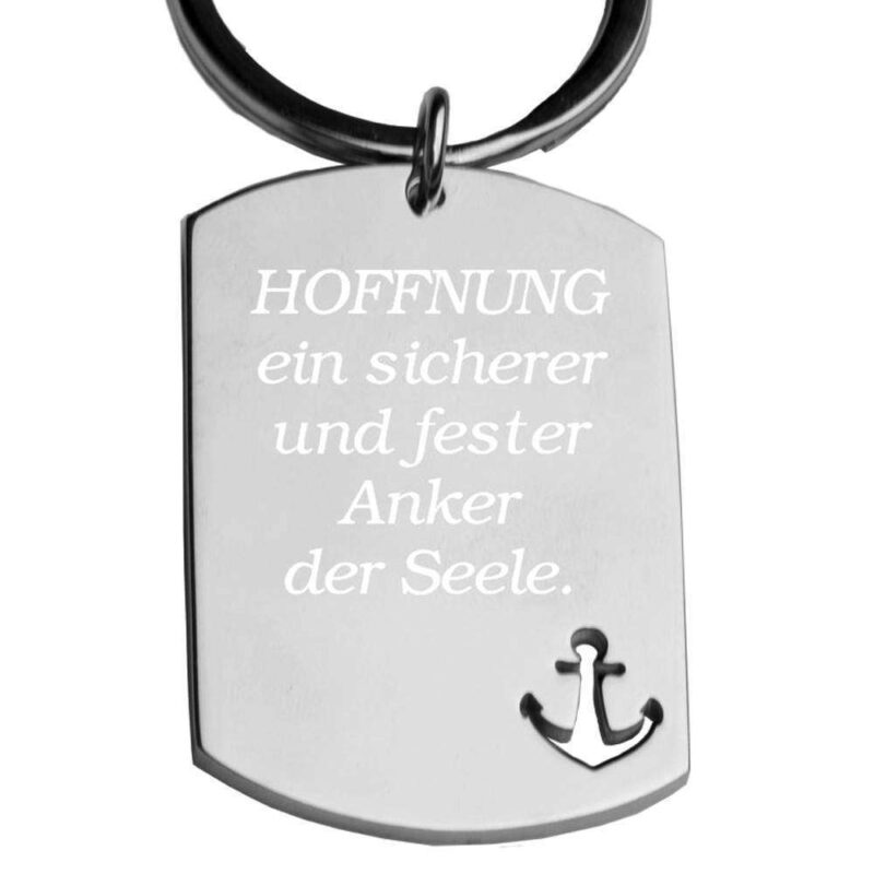 Edelstahl-Schlüsselanhänger mit Gravur Dog-Tag Anker