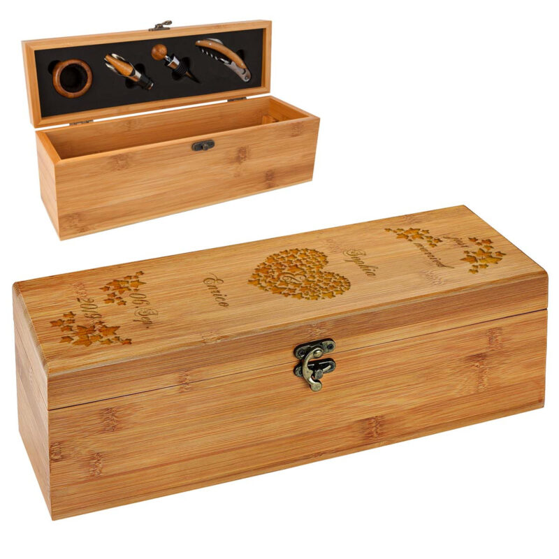Bild von    teiliges wein set aus bambusjpg | 🌟 Gravur nach Wunsch 🪄