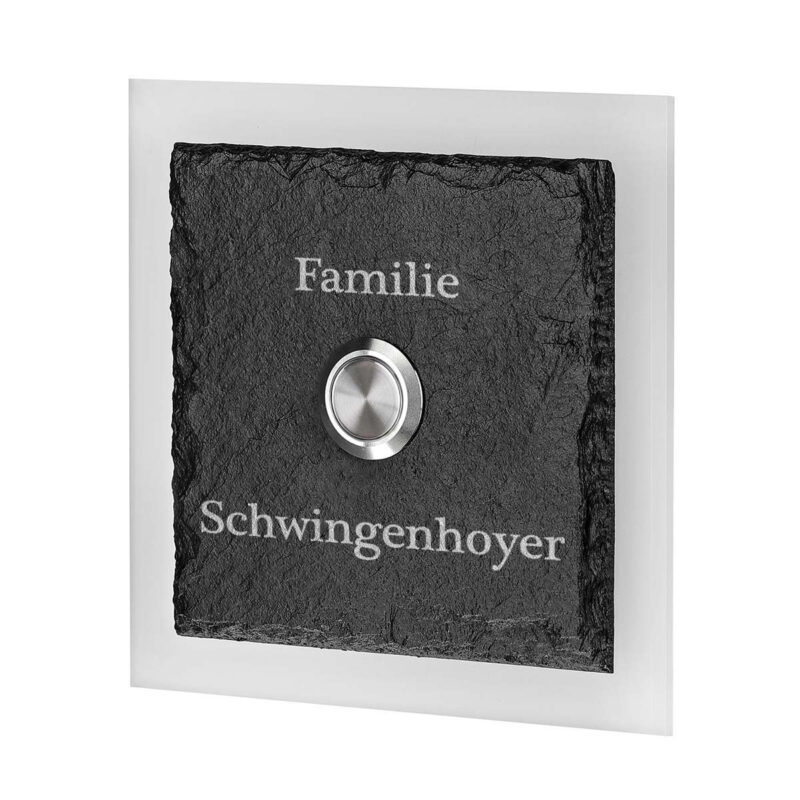 Bild von Türklingel aus Schiefer und Acrylglas Model Nilgans inkl Gravur Familie | 🔮 Gravur nach Wunsch 🌟