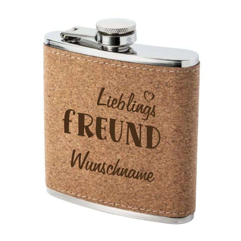 Bild von   flachmann kork mit gravur liebjpg | 🌟 Gravur nach Wunsch 🪄