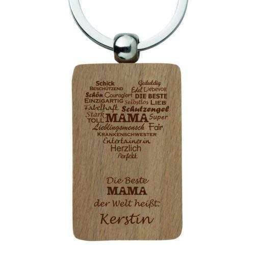 Holz-Schlüsselanhänger mit Gravur MAMA