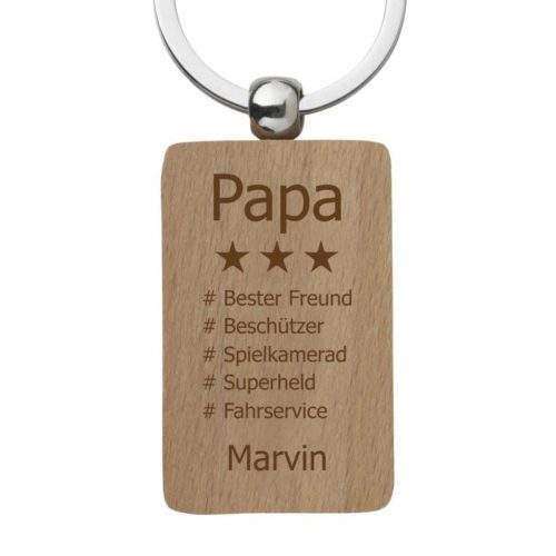 Holz-Schlüsselanhänger mit Gravur Hashtag-Papa