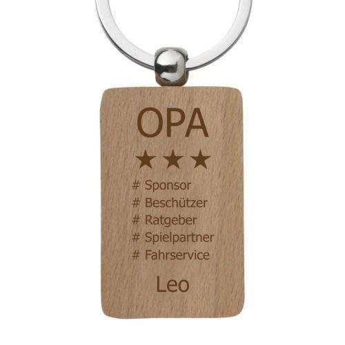 Holz-Schlüsselanhänger mit Gravur Hashtag-Opa