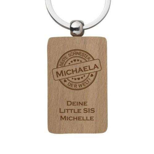 Holz-Schlüsselanhänger Beste Schwester der Welt
