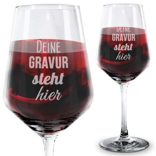 Bild von Rotweinglas mit Gravur mit Text selbst gestalten | 🔮 Gravur nach Wunsch 🌟