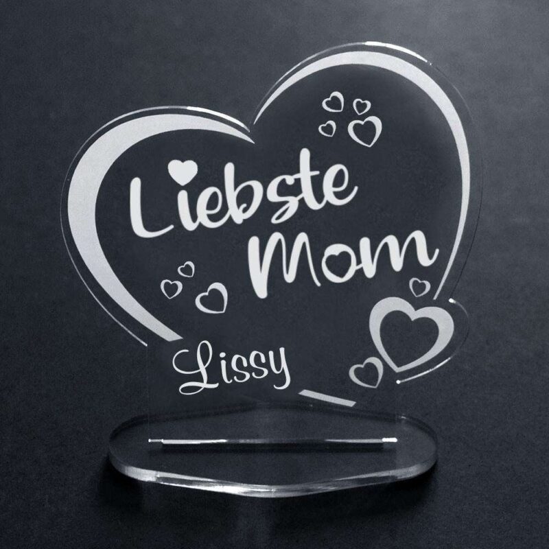 Bild von   acryl herz liebste mom mit wjpg | 🌟 Gravur nach Wunsch 🪄