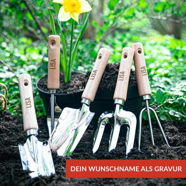 Bild von Gartenwerkzeuge im Set mit Personalisierung | 🔮 Gravur nach Wunsch 🌟