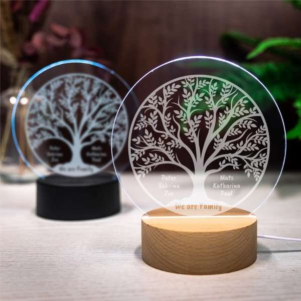 Bild von LED Leuchte Lebensbaum Familie mit Personalisierung | 🔮 Gravur nach Wunsch 🌟