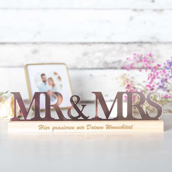 Bild von Hochzeitsaufsteller Mr Mrs mit Personalisierung | 🔮 Gravur nach Wunsch 🌟